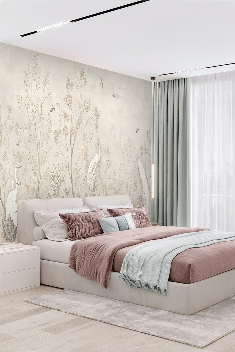 Pastel Doğa Desenli Duvar Kağıdı - Görsel 5
