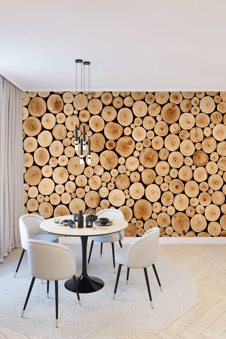 Ahşap Daire Dilimli Duvar Kağıdı – Doğal ve Modern Tasarım - Görsel 3