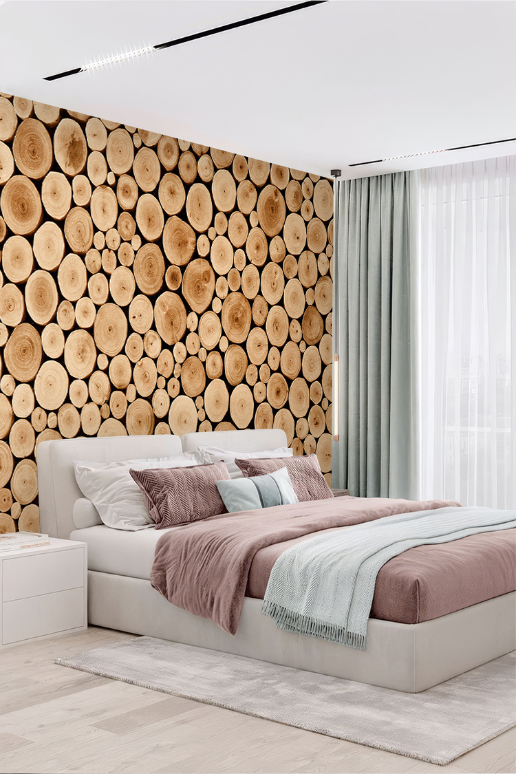 Ahşap Daire Dilimli Duvar Kağıdı – Doğal ve Modern Tasarım - Görsel 2