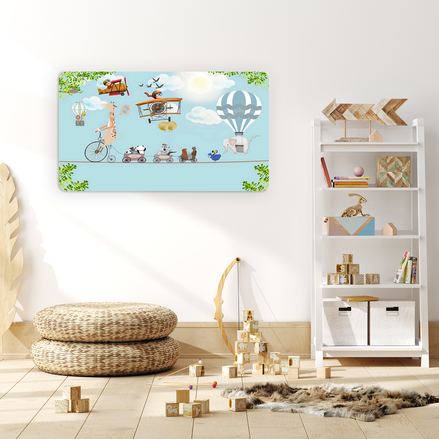 Çocuk Odası Hayvanlı ve Balonlu Eğlenceli Duvar Kağıdı - Görsel 4
