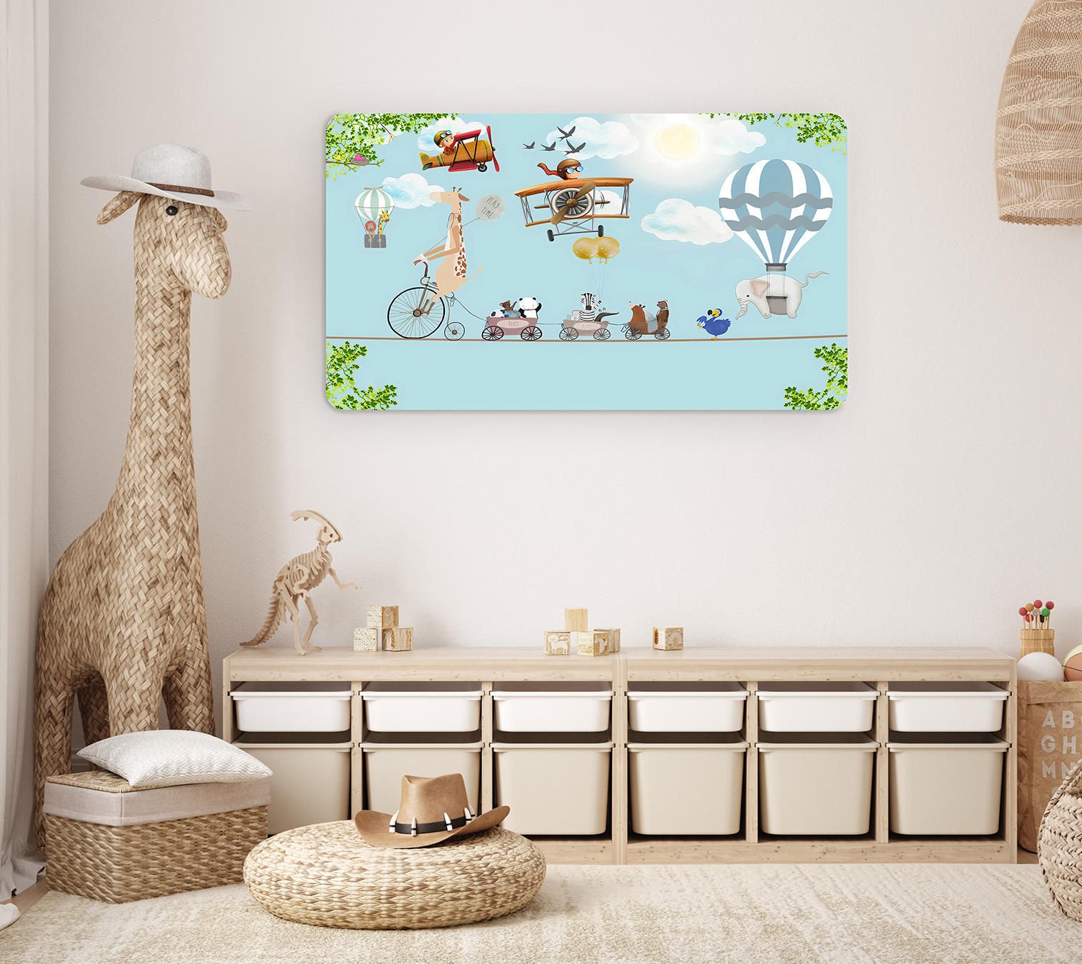 Çocuk Odası Hayvanlı ve Balonlu Eğlenceli Duvar Kağıdı - Görsel 5