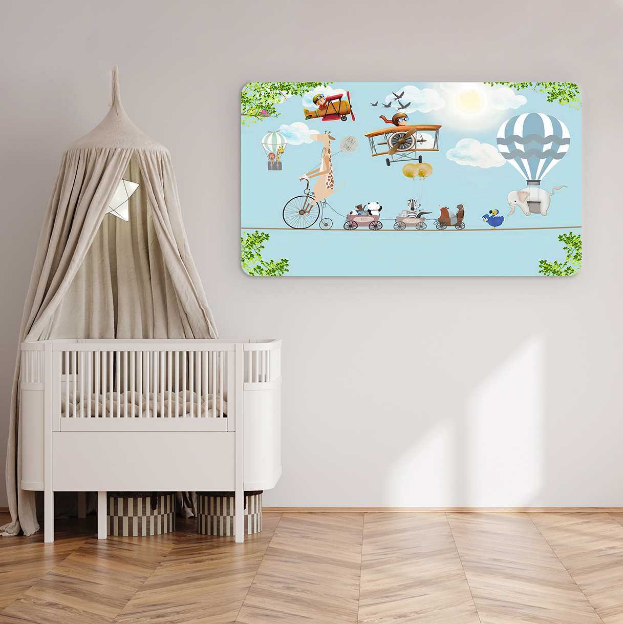 Çocuk Odası Hayvanlı ve Balonlu Eğlenceli Duvar Kağıdı - Görsel 6