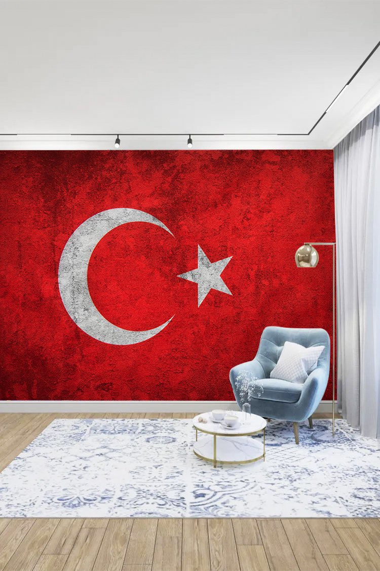Retro Türk Bayrağı Duvar Kağıdı - Görsel 3