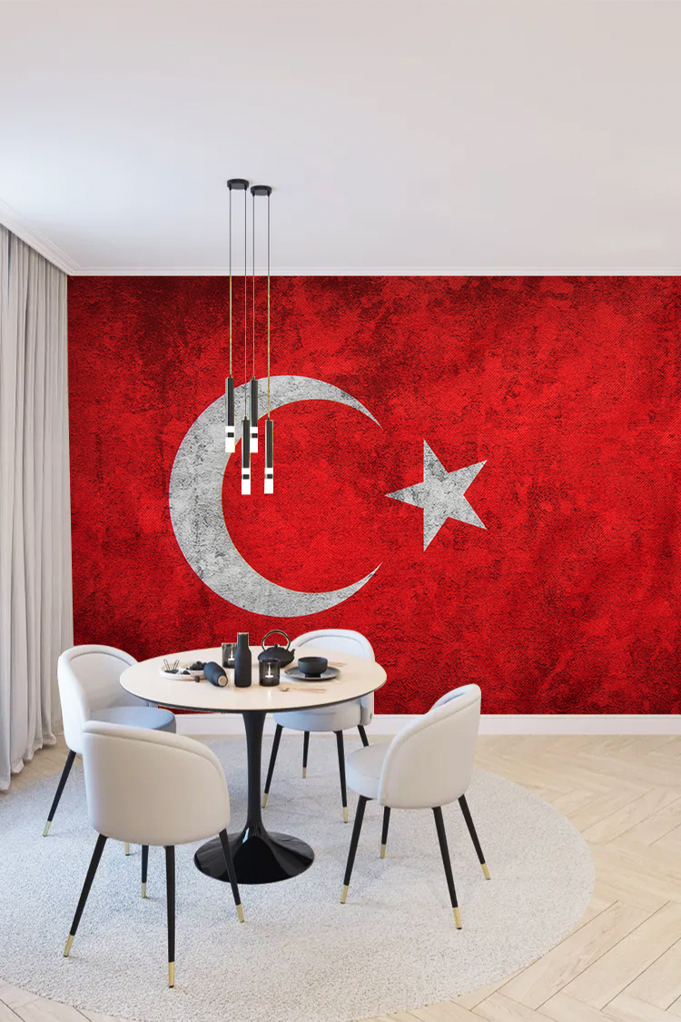 Retro Türk Bayrağı Duvar Kağıdı