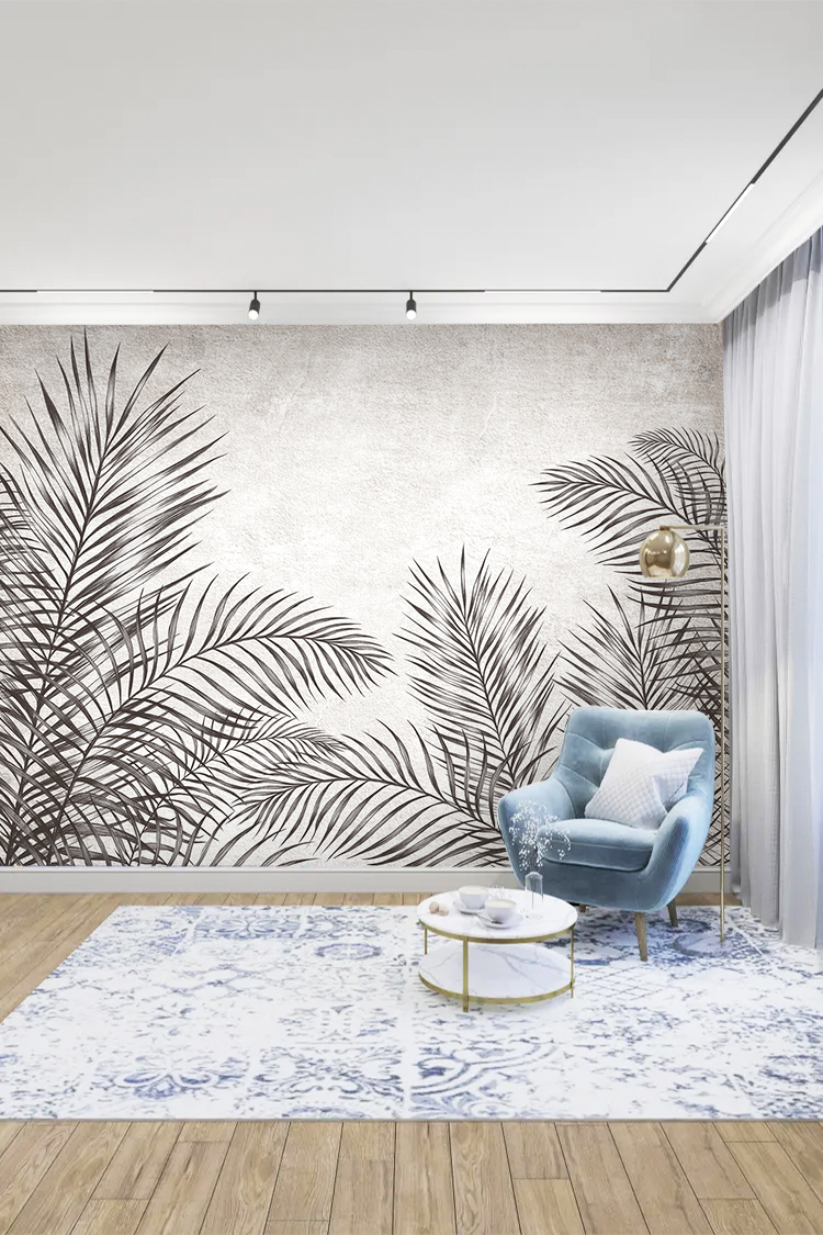 Minimalist Palmiye Desenli Duvar Kağıdı