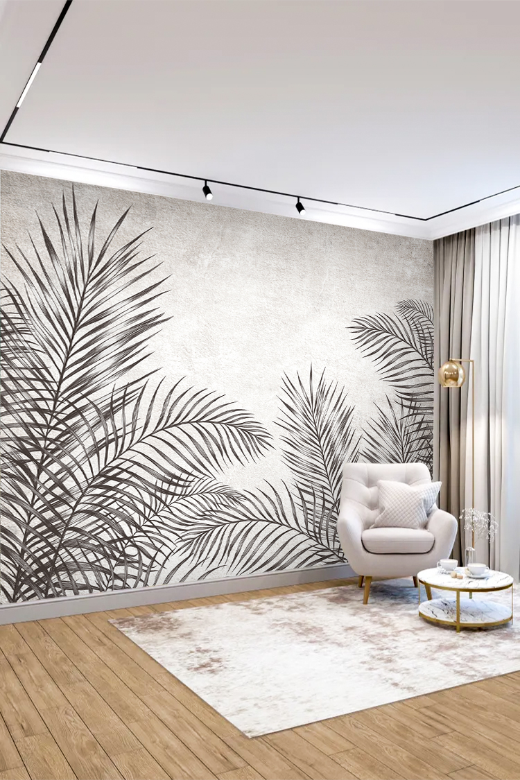 Minimalist Palmiye Desenli Duvar Kağıdı - Görsel 3