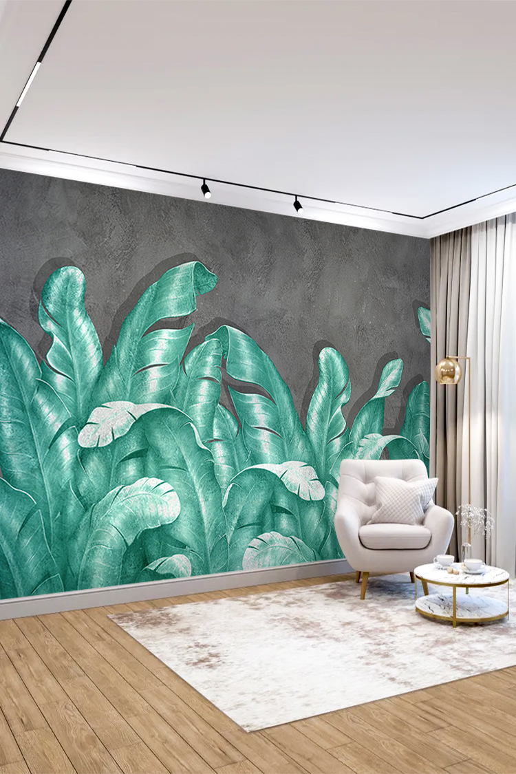 Tropikal Yaprak Desenli Modern Duvar Kağıdı - Görsel 4