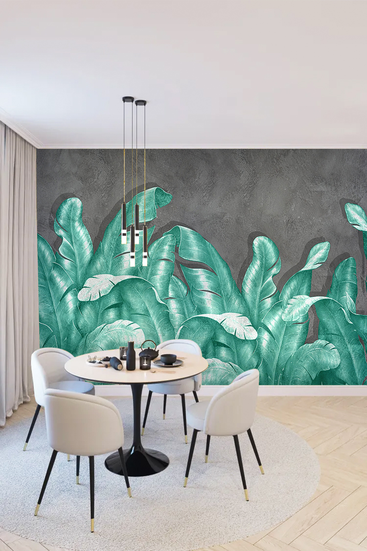 Tropikal Yaprak Desenli Modern Duvar Kağıdı - Görsel 5