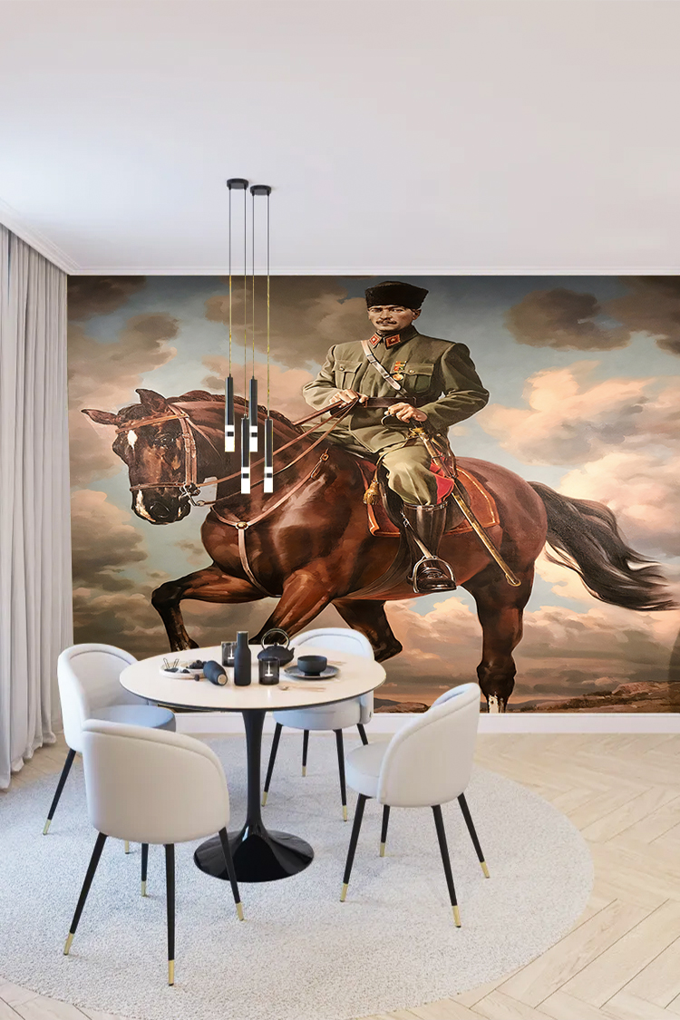Mustafa Kemal Atatürk Atlı Portresi Duvar Kağıdı - Görsel 4