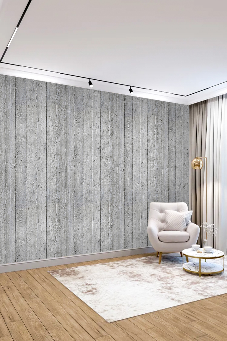 Gri Ahşap Desenli Duvar Kağıdı - Minimalist ve Modern Tasarım - Görsel 4