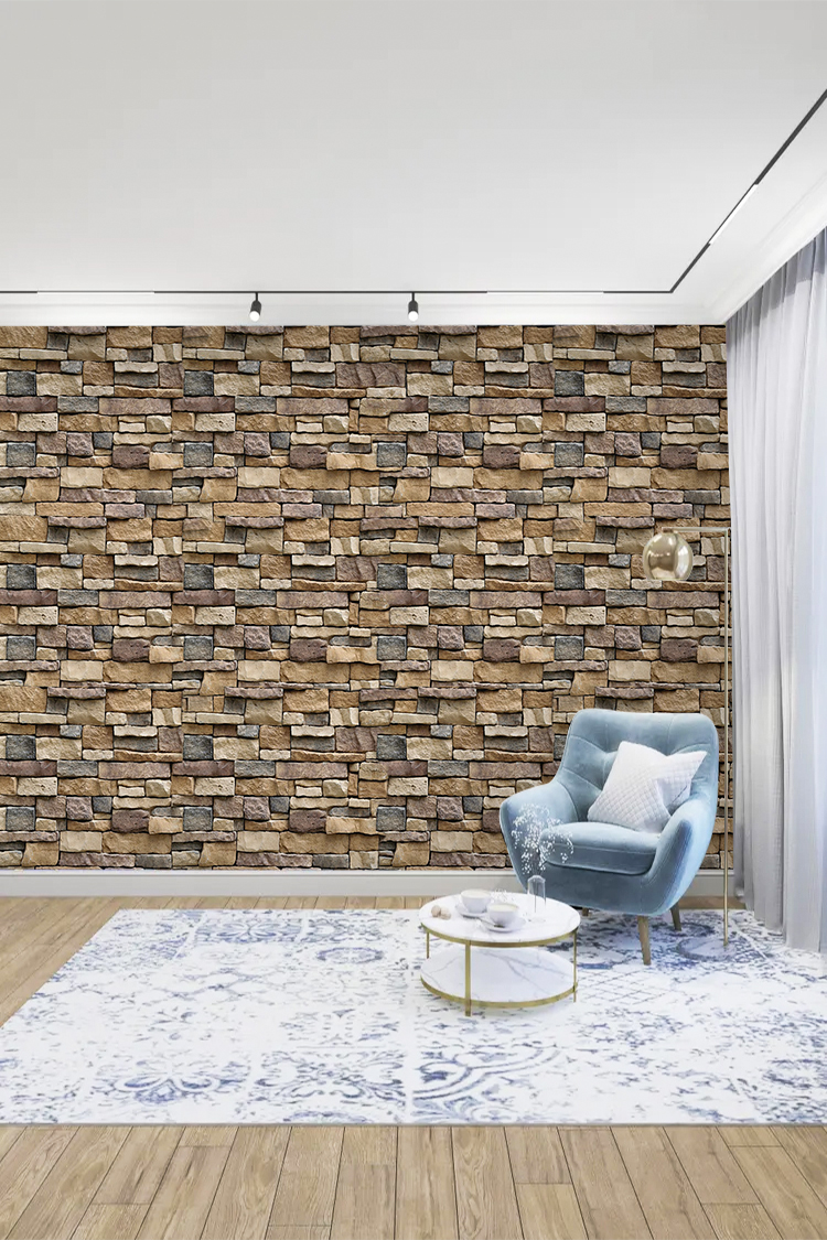 Doğal Taş Desenli Duvar Kağıdı - Rustik ve Modern Tasarım - Görsel 2