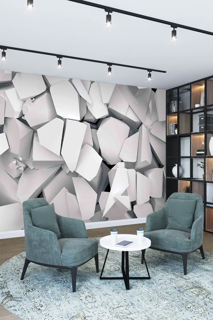 Soyut Beyaz Duvar Kağıdı – Modern Geometrik Dekorasyon - Görsel 2