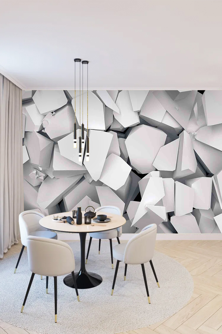 Soyut Beyaz Duvar Kağıdı – Modern Geometrik Dekorasyon - Görsel 5