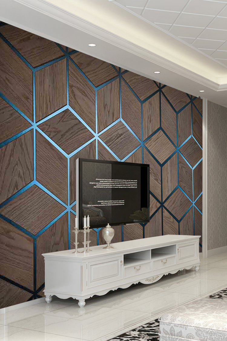 Modern Geometrik Ahşap Duvar Kağıdı – Şık Ev Dekoru - Görsel 6