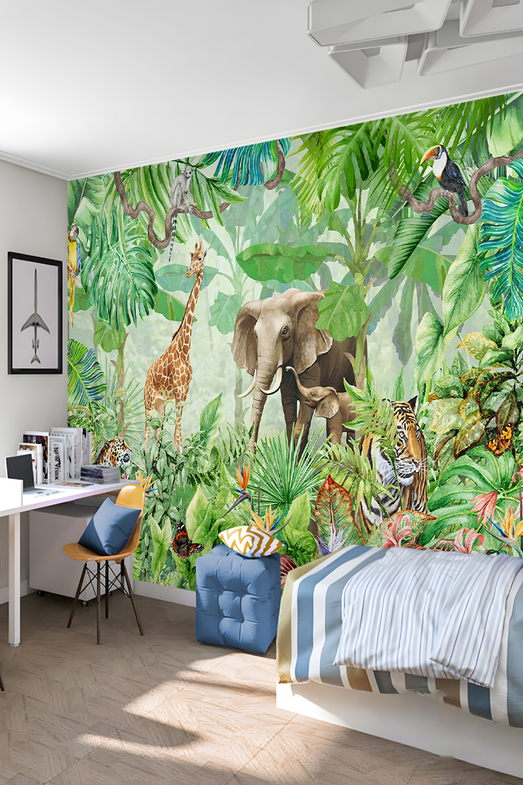 Jungla Hayvanları ve Doğa Temalı Duvar Kağıdı