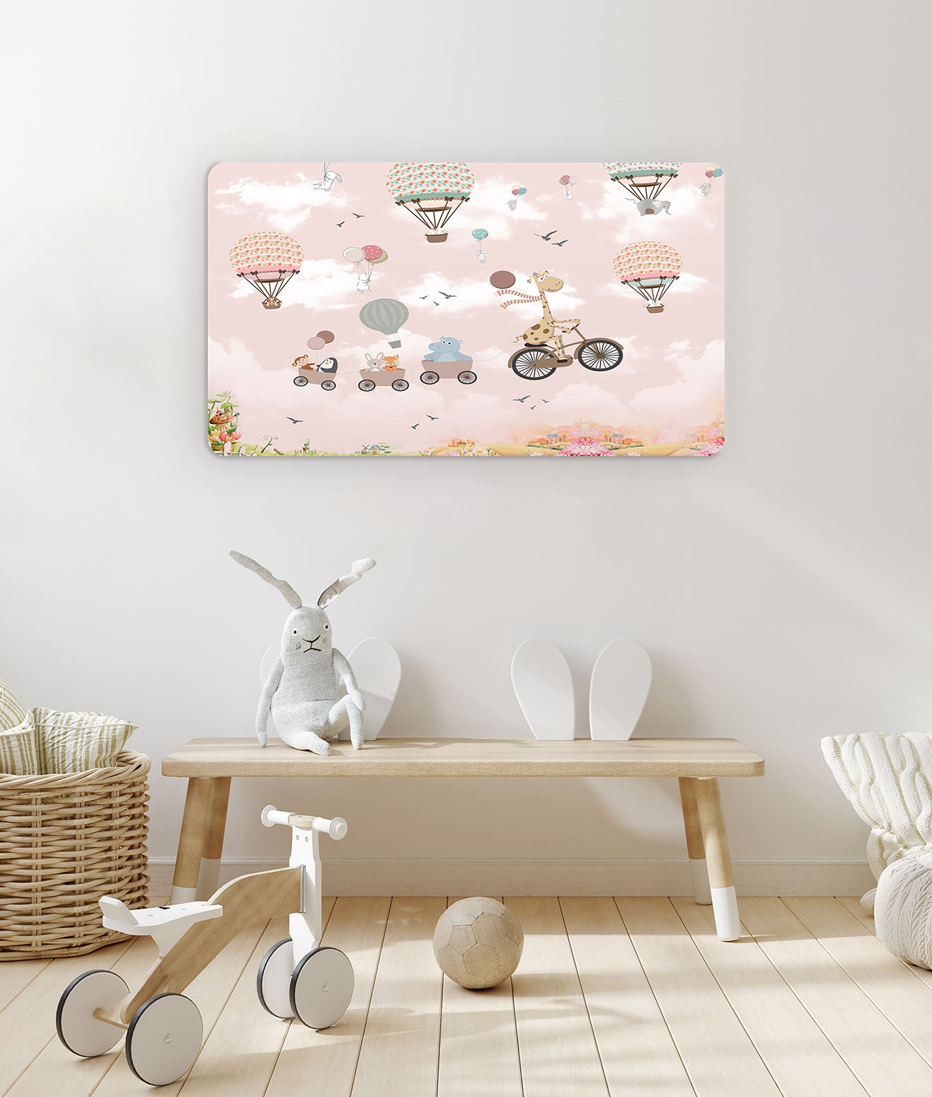 Çocuk Odası Hayvan ve Balon Temalı Duvar Kağıdı - Görsel 2