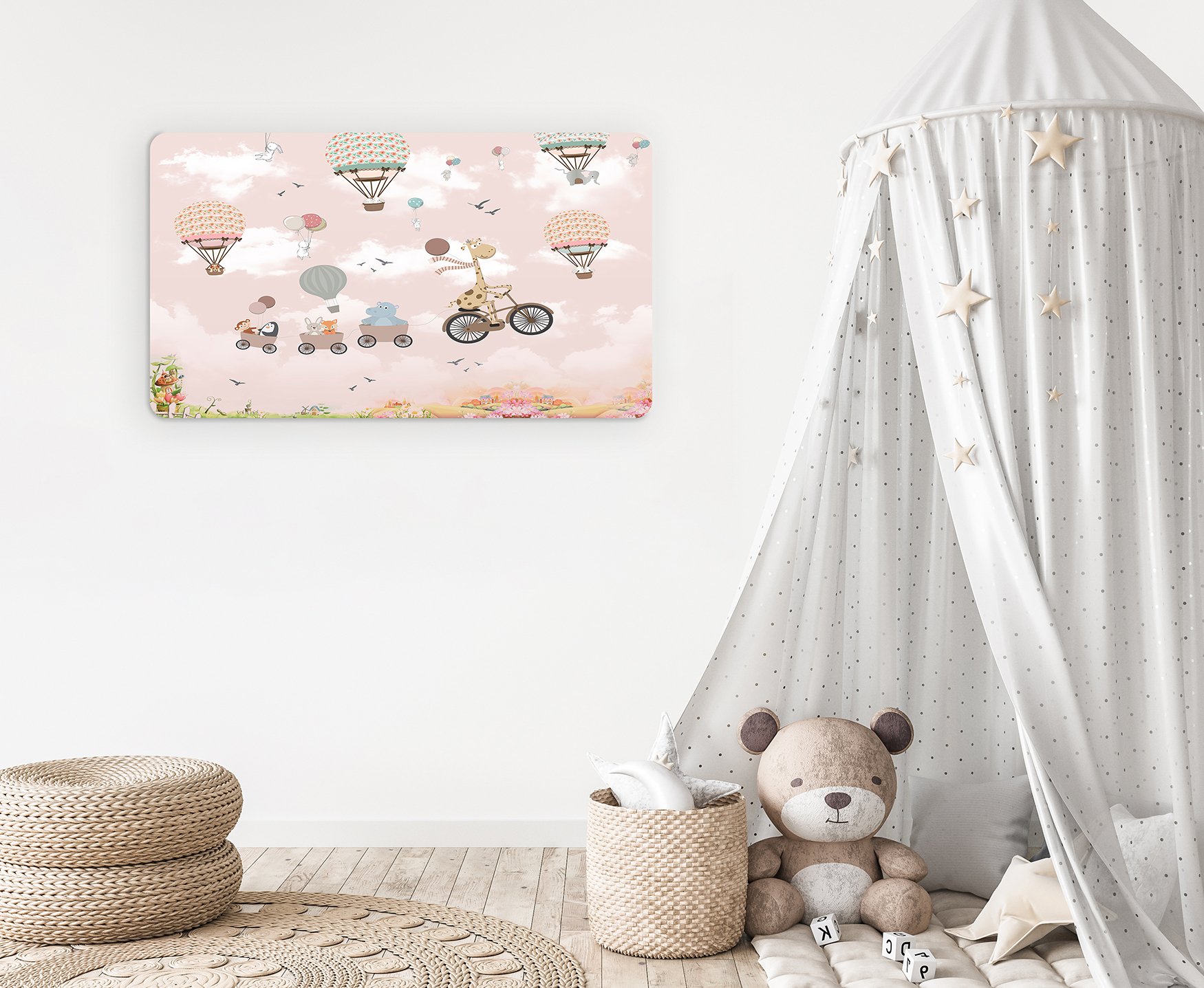 Çocuk Odası Hayvan ve Balon Temalı Duvar Kağıdı - Görsel 3