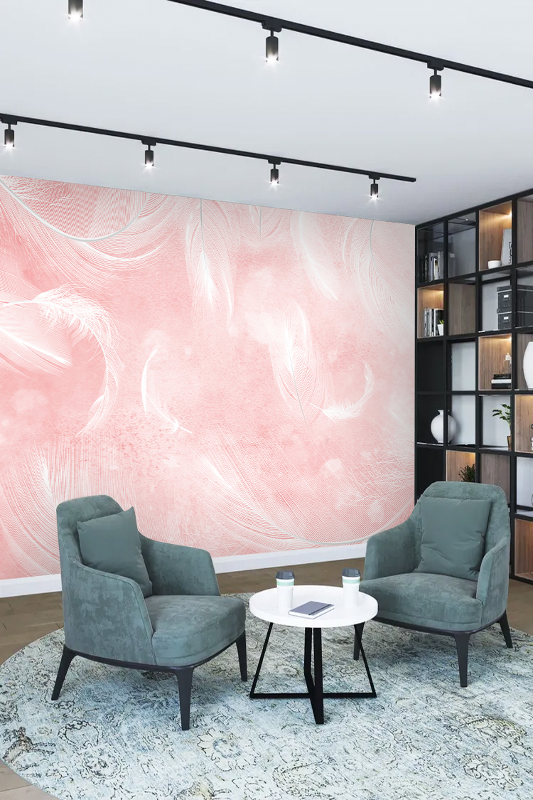 Pastel Pembe Tüy Desenli Duvar Kağıdı - Görsel 2