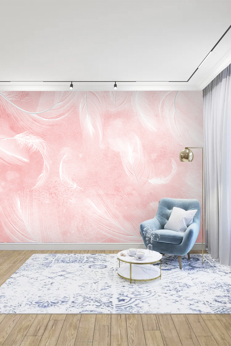 Pastel Pembe Tüy Desenli Duvar Kağıdı - Görsel 3