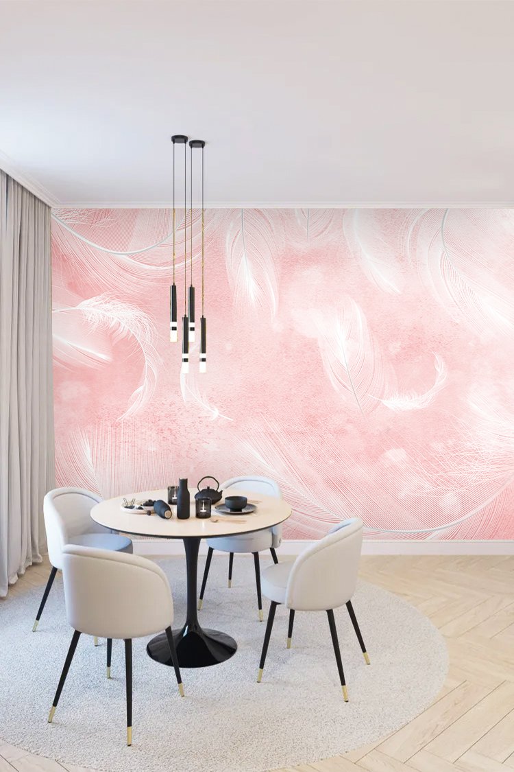 Pastel Pembe Tüy Desenli Duvar Kağıdı - Görsel 4