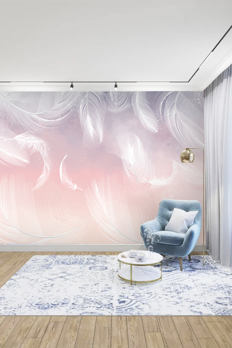 Pastel Pembe Tüy Desenli Duvar Kağıdı