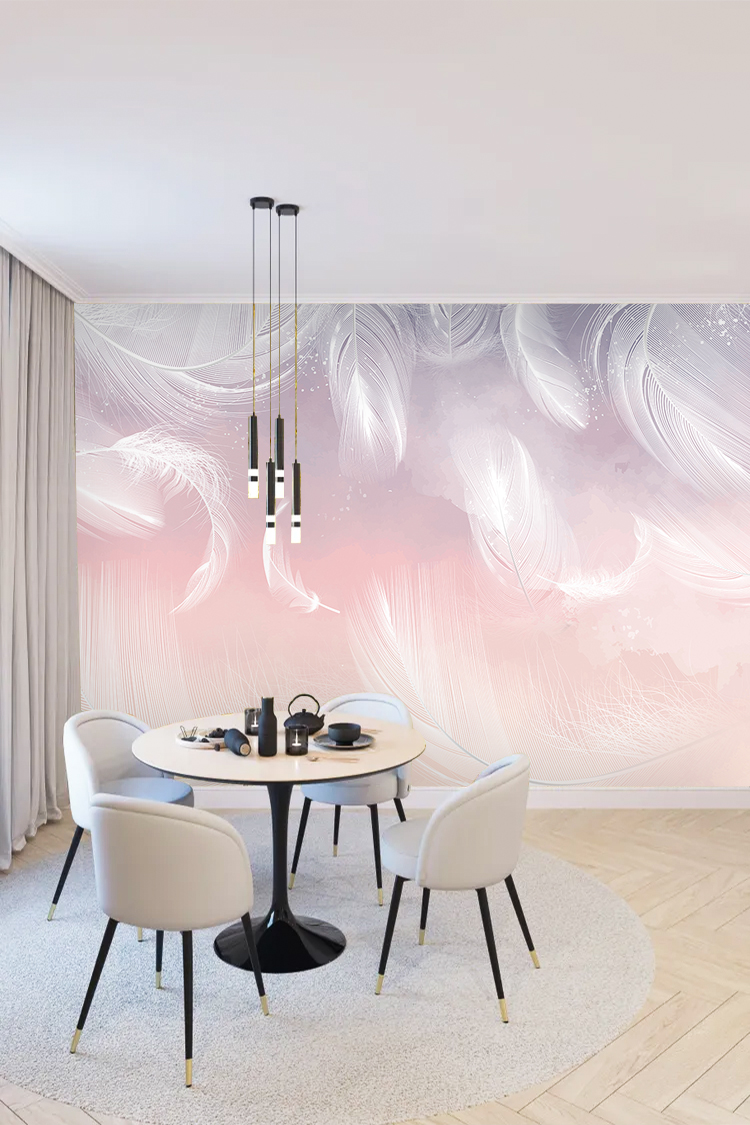 Pastel Pembe Tüy Desenli Duvar Kağıdı - Görsel 4