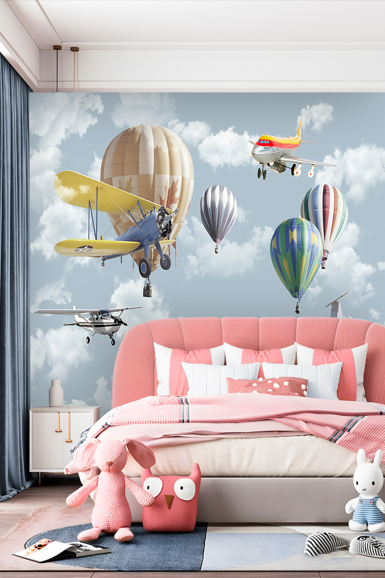 Balonlar ve Uçaklar Duvar Kağıdı - Görsel 2