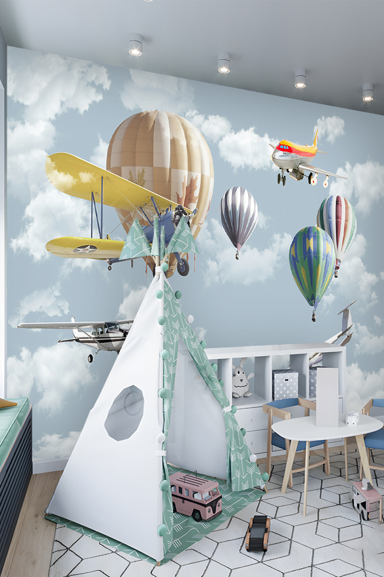 Balonlar ve Uçaklar Duvar Kağıdı - Görsel 5
