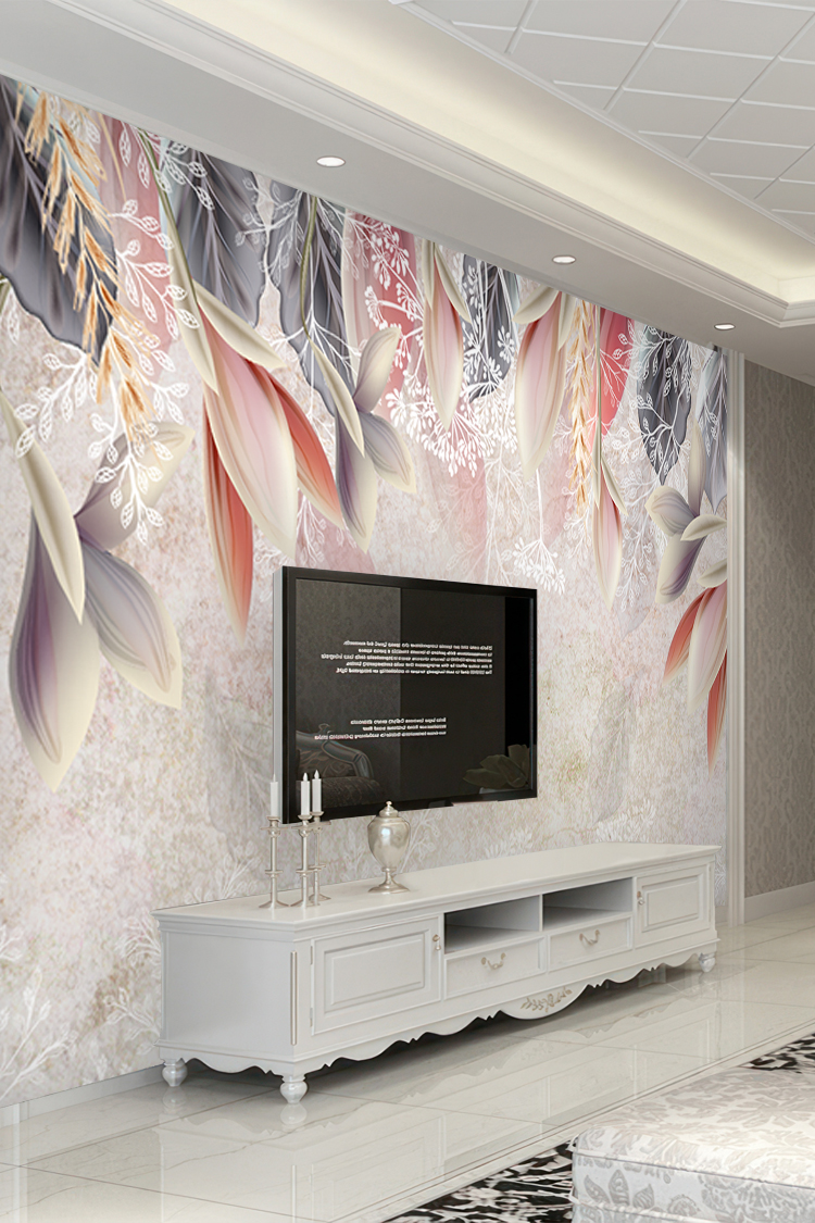 Pastel Yaprak Deseni Duvar Kağıdı - Görsel 6