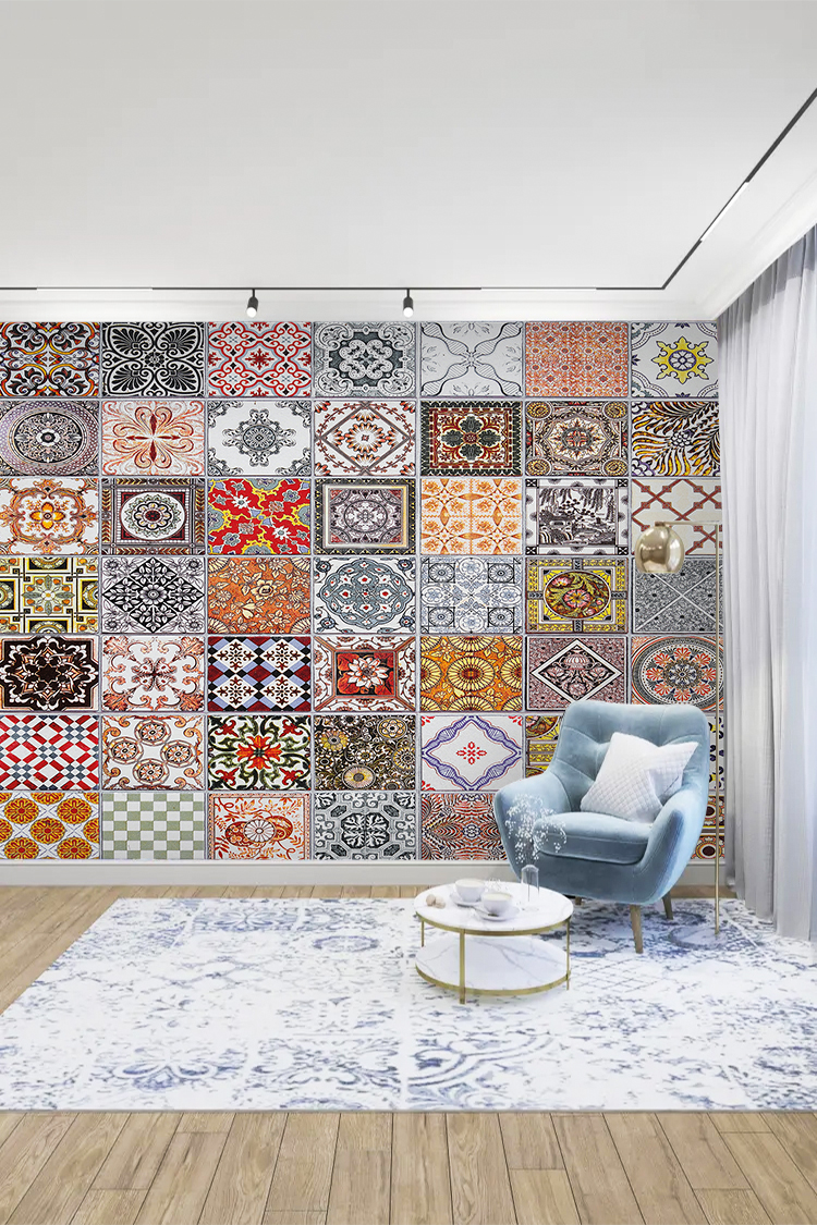 Renkli Desenli Karolar Duvar Kağıdı - Modern ve Şık Tasarım