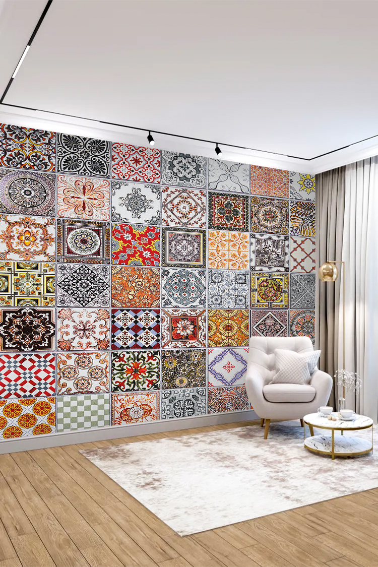 Renkli Desenli Karolar Duvar Kağıdı - Modern ve Şık Tasarım - Görsel 3