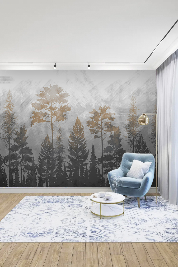 Minimalist Orman Temalı Duvar Kağıdı - Görsel 3