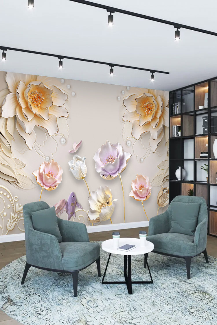 Pastel Çiçek Duvar Kağıdı – Zarif ve Doğal Dekorasyon - Görsel 2