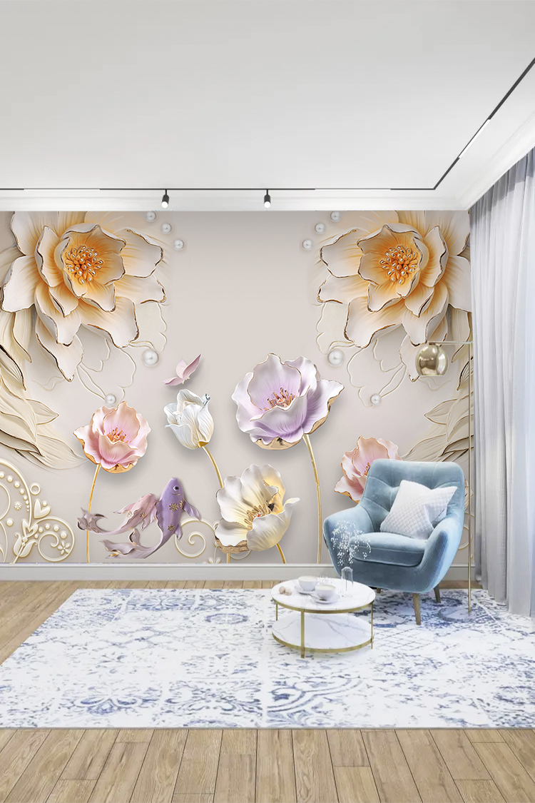 Pastel Çiçek Duvar Kağıdı – Zarif ve Doğal Dekorasyon - Görsel 3
