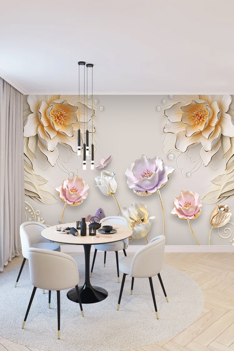 Pastel Çiçek Duvar Kağıdı – Zarif ve Doğal Dekorasyon - Görsel 5