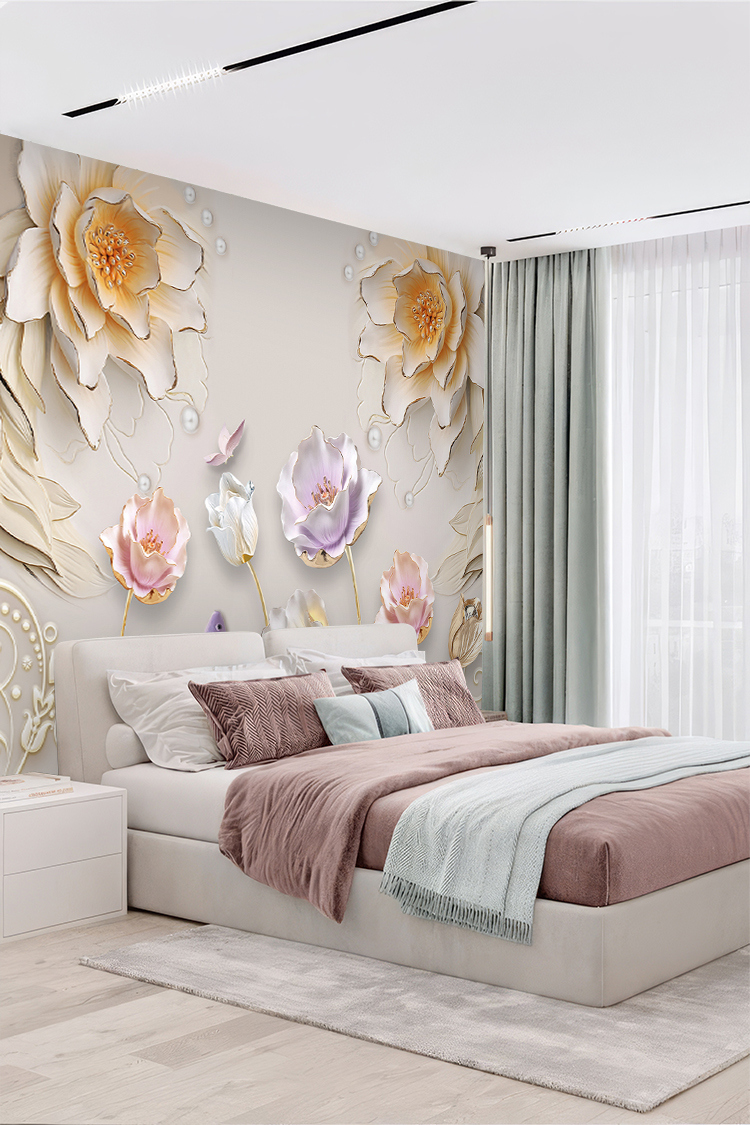 Pastel Çiçek Duvar Kağıdı – Zarif ve Doğal Dekorasyon - Görsel 6