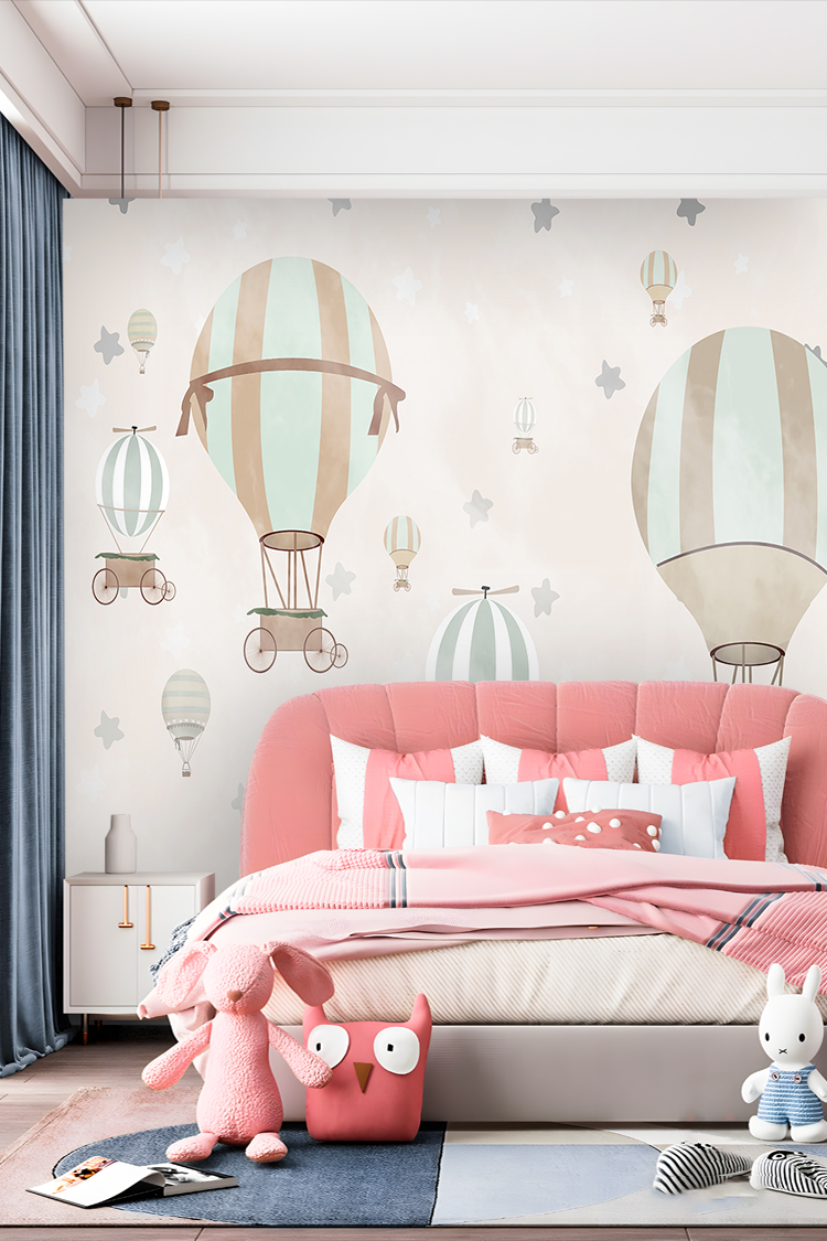 Pastel Uçan Balonlar ve Yıldızlar Duvar Kağıdı - Görsel 2