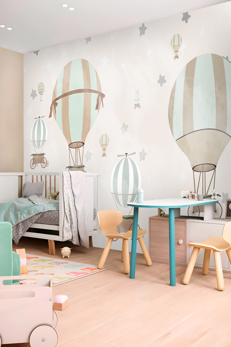 Pastel Uçan Balonlar ve Yıldızlar Duvar Kağıdı - Görsel 4