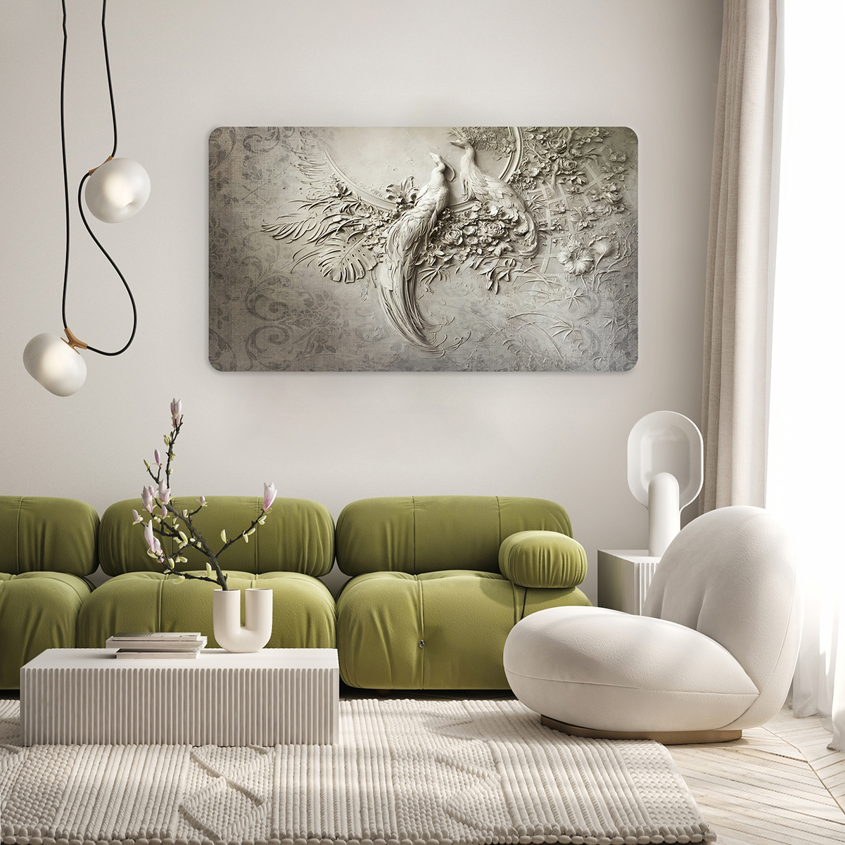 Kuş Motifli Duvar Kağıdı - Modern Kabartma Tasarım - Görsel 7
