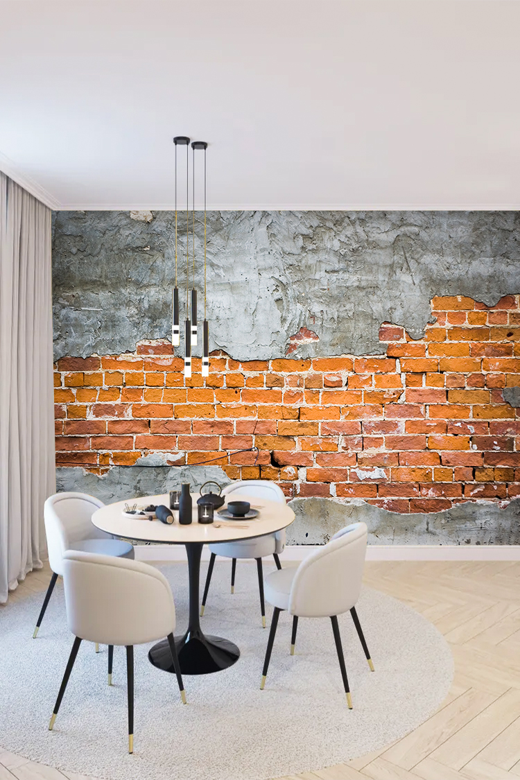 Kırık Tuğla ve Sıva Desenli Duvar Kağıdı - Endüstriyel Tasarım - Görsel 5