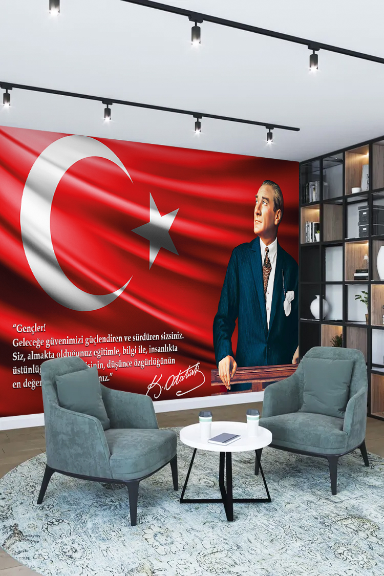 Atatürk ve Türk Bayrağı Duvar Kağıdı - Görsel 2