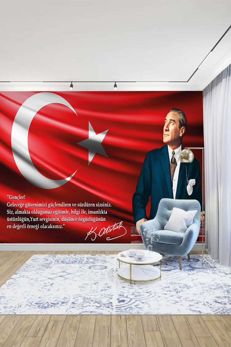 Atatürk ve Türk Bayrağı Duvar Kağıdı - Görsel 3