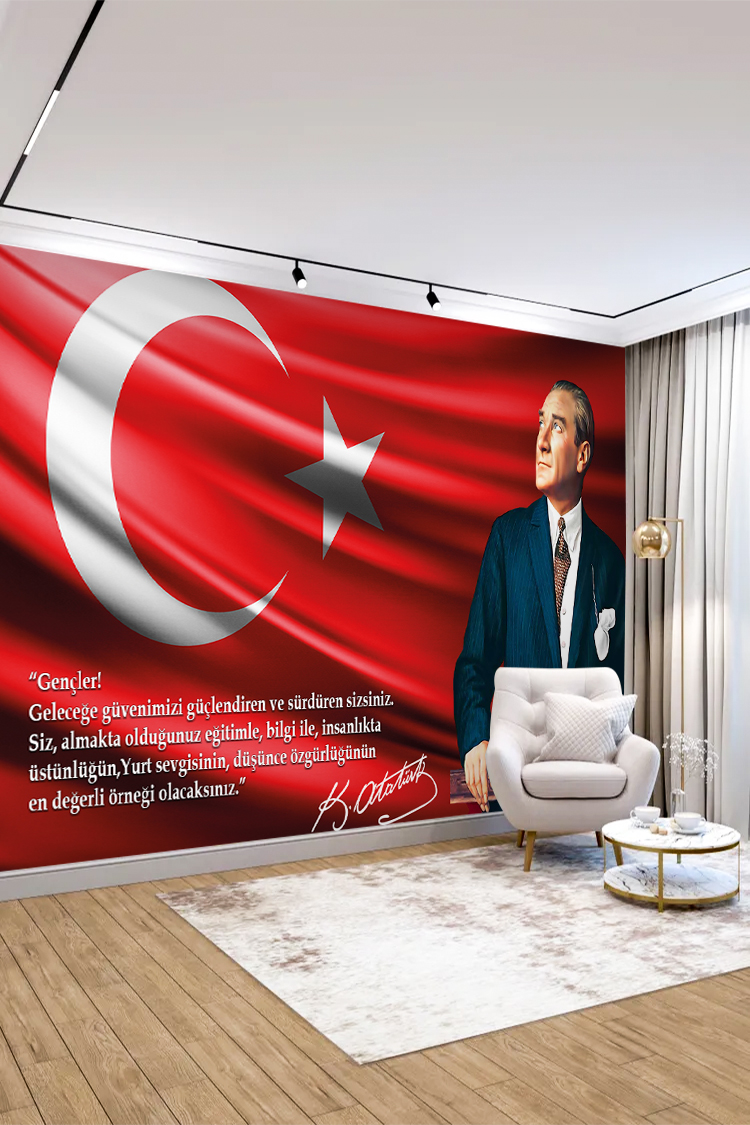 Atatürk ve Türk Bayrağı Duvar Kağıdı - Görsel 4