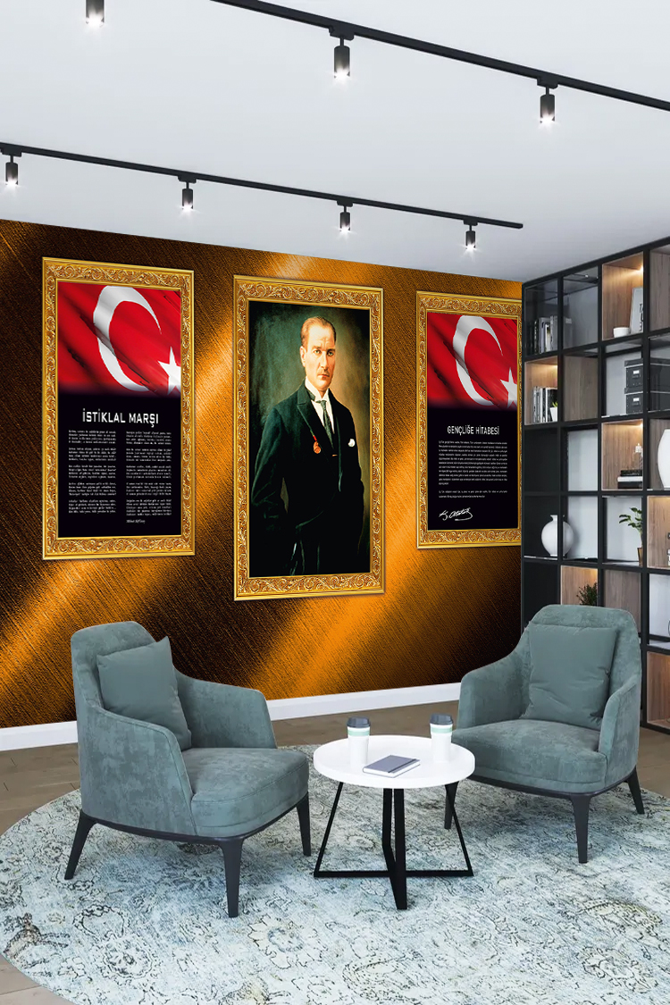 Atatürk Portresi ve Türk Bayrağı Duvar Kağıdı - Görsel 2