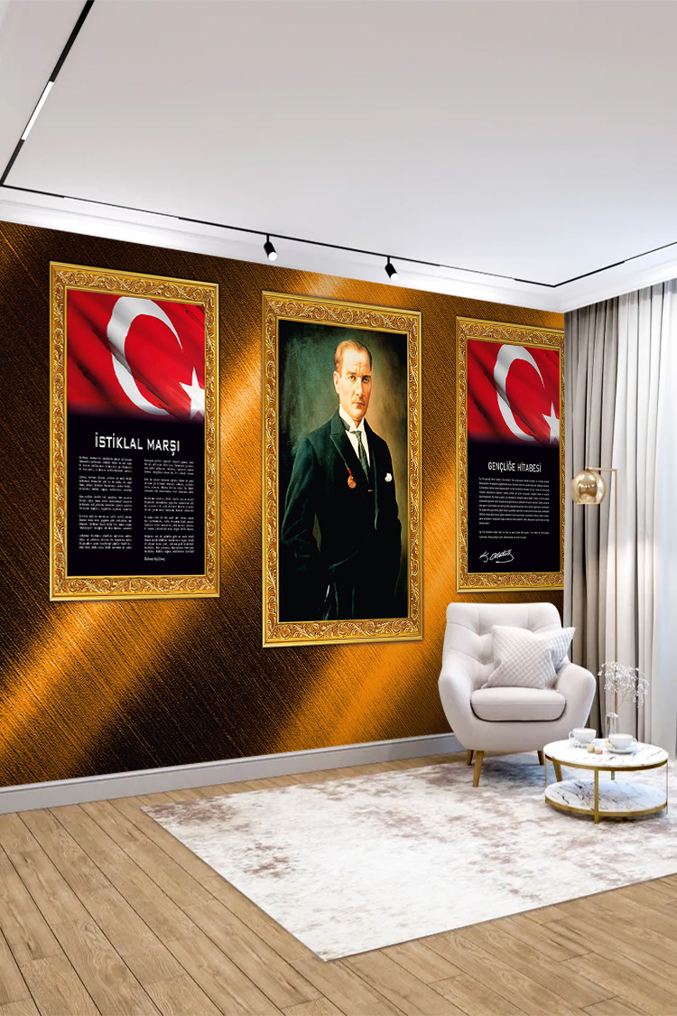 Atatürk Portresi ve Türk Bayrağı Duvar Kağıdı - Görsel 4