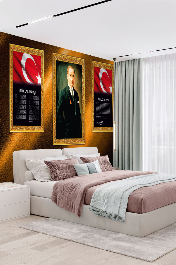 Atatürk Portresi ve Türk Bayrağı Duvar Kağıdı