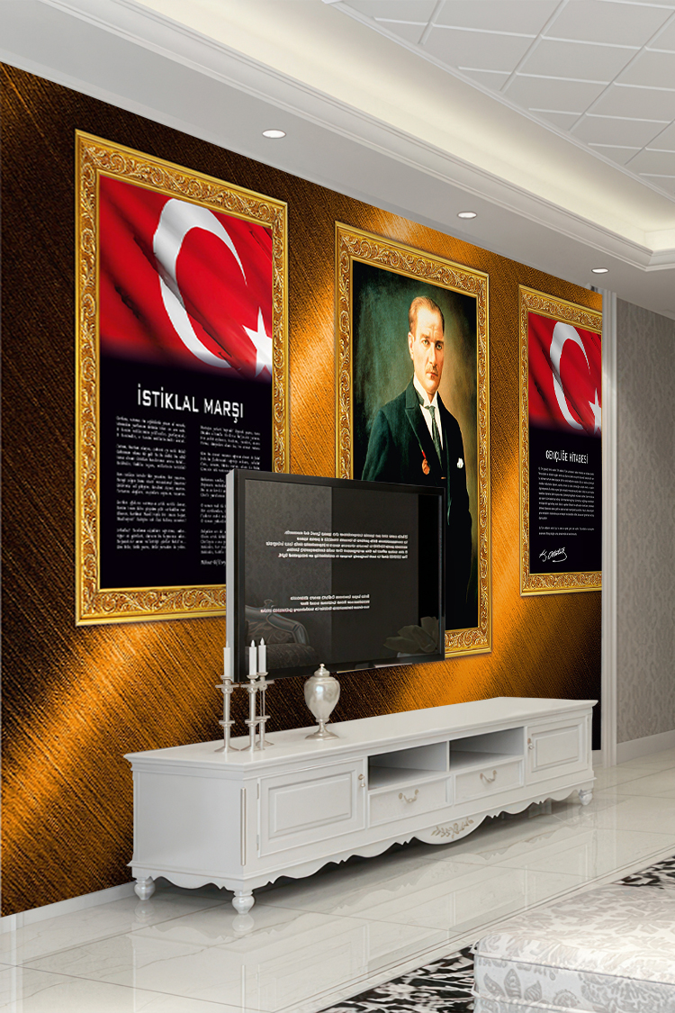 Atatürk Portresi ve Türk Bayrağı Duvar Kağıdı - Görsel 6