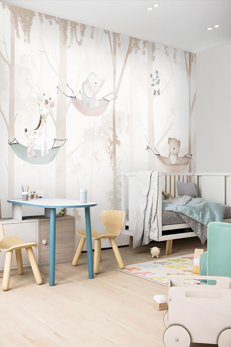 Hammokta Sevimli Hayvanlar Duvar Kağıdı - Görsel 3