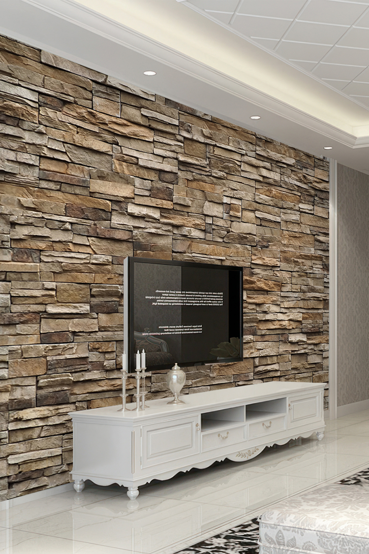 Doğal Taş Desenli Duvar Kağıdı - Sıcak ve Rustik Tasarım - Görsel 6