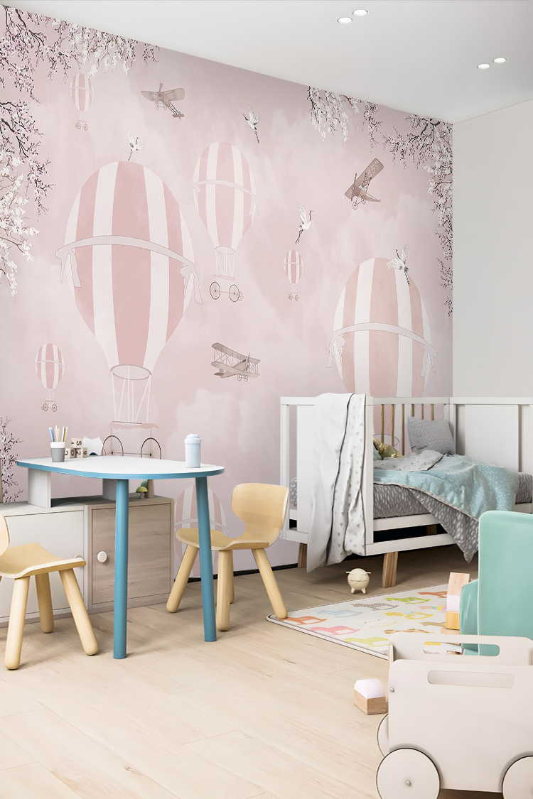 Pastel Sıcak Hava Balonları Duvar Kağıdı - Görsel 3